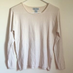 Stephanie Andrews Silk Long Sleeve Ribbed Shell